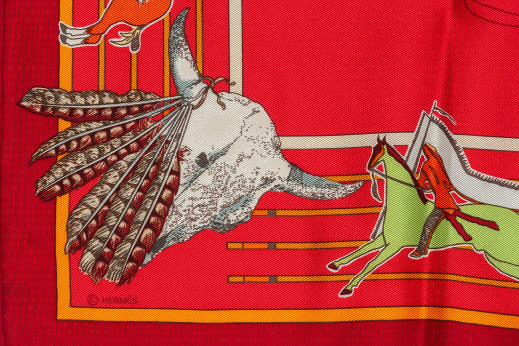 Hermes Red Pani La Shar Pawnee Scarf