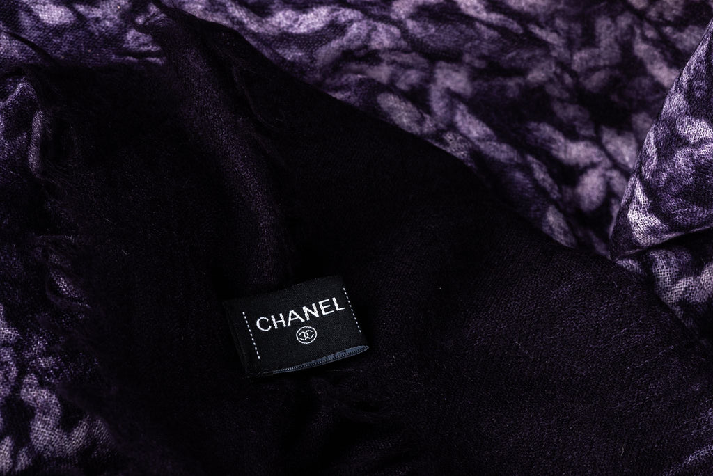 Chanel New Logo Purple Cashmere Shawl