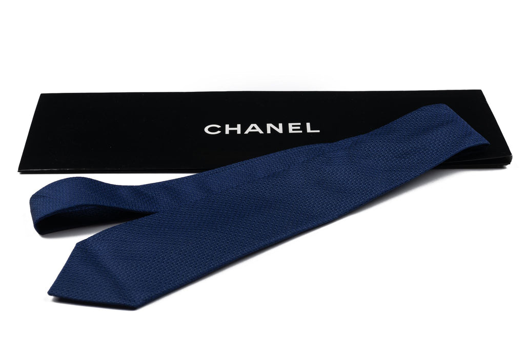 Chanel New Navy Blue Silk Tie
