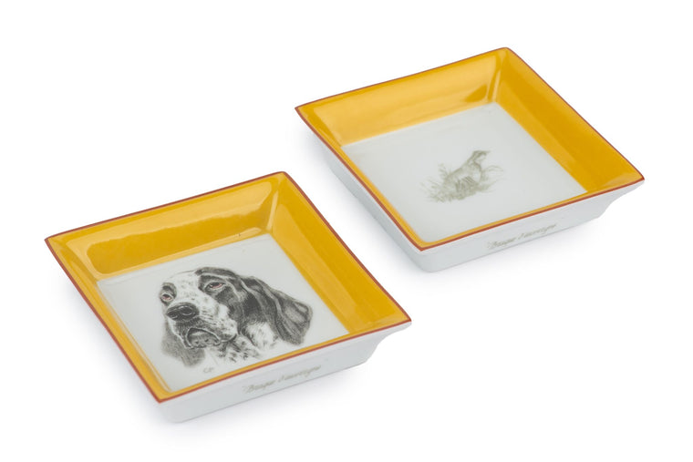 Hermès Pair Braque Vintage Mini Ashtrays