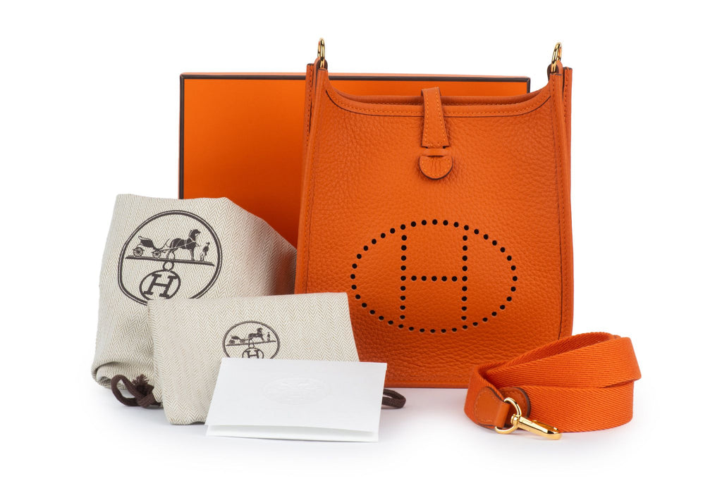 Hermès New Orange Mini Evelyne Gold