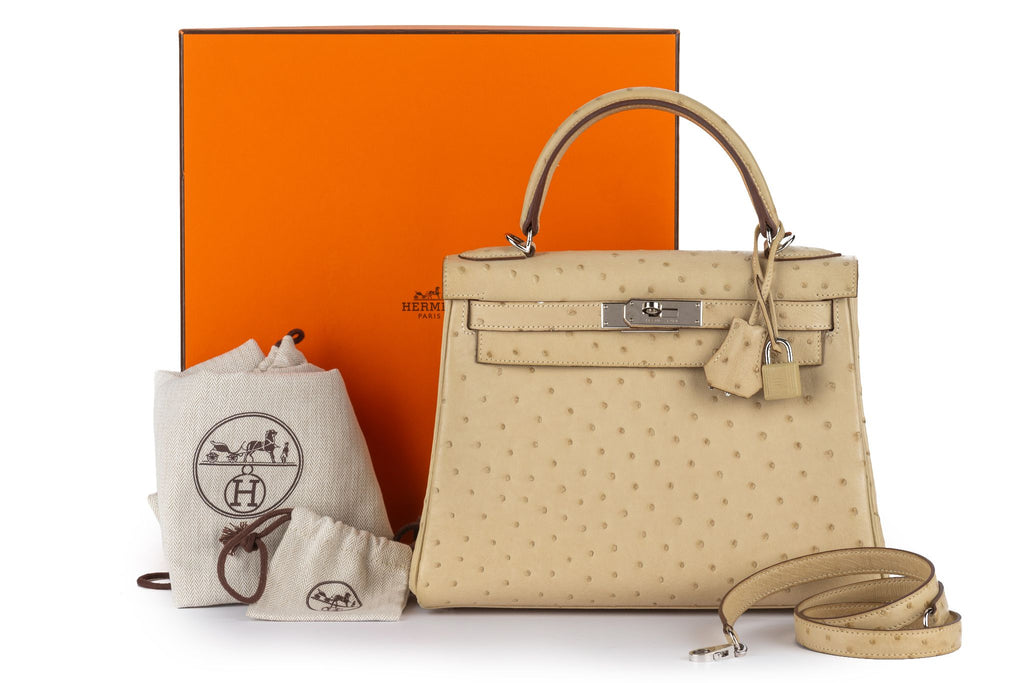 Hermès Kelly 28 Ostrich Parchemin