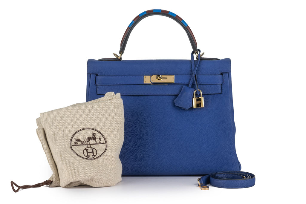Hermès Kelly 32 Au Trot Electric Blue