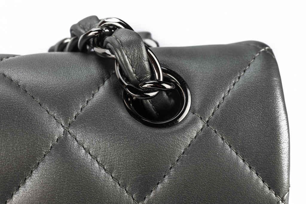 Chanel Pewter Lambskin Quilted Jumbo