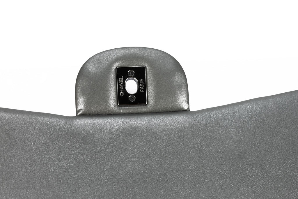 Chanel Pewter Lambskin Quilted Jumbo