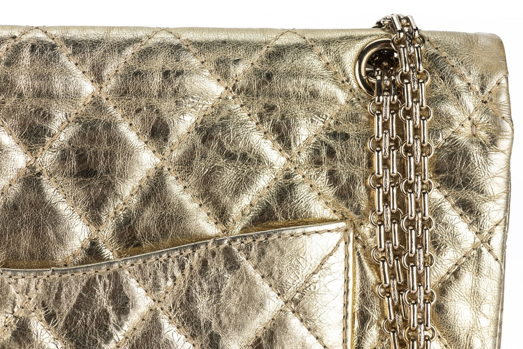Chanel Gold Metallic Reissue 227 Double