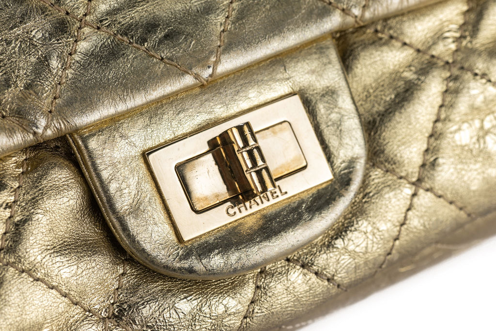 Chanel Gold Metallic Reissue 227 Double