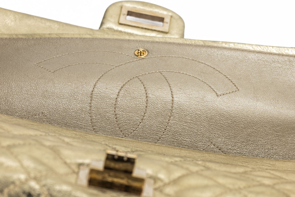 Chanel Gold Metallic Reissue 227 Double