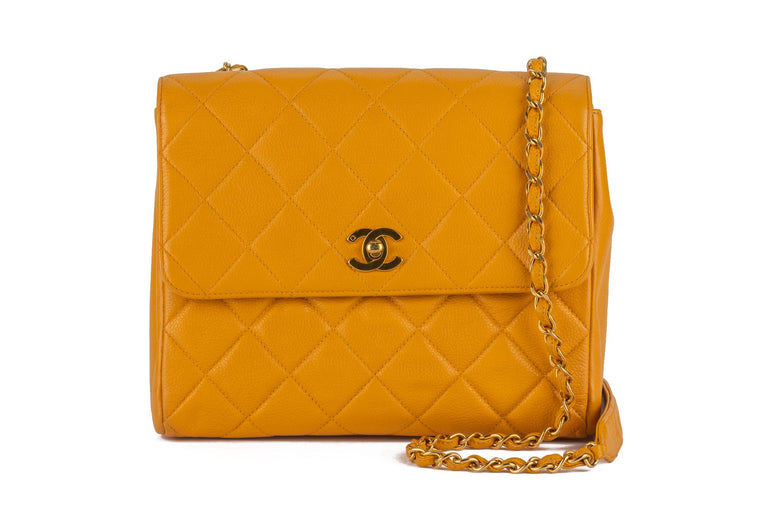 Chanel Turn-Lock Chain Bag Mustard