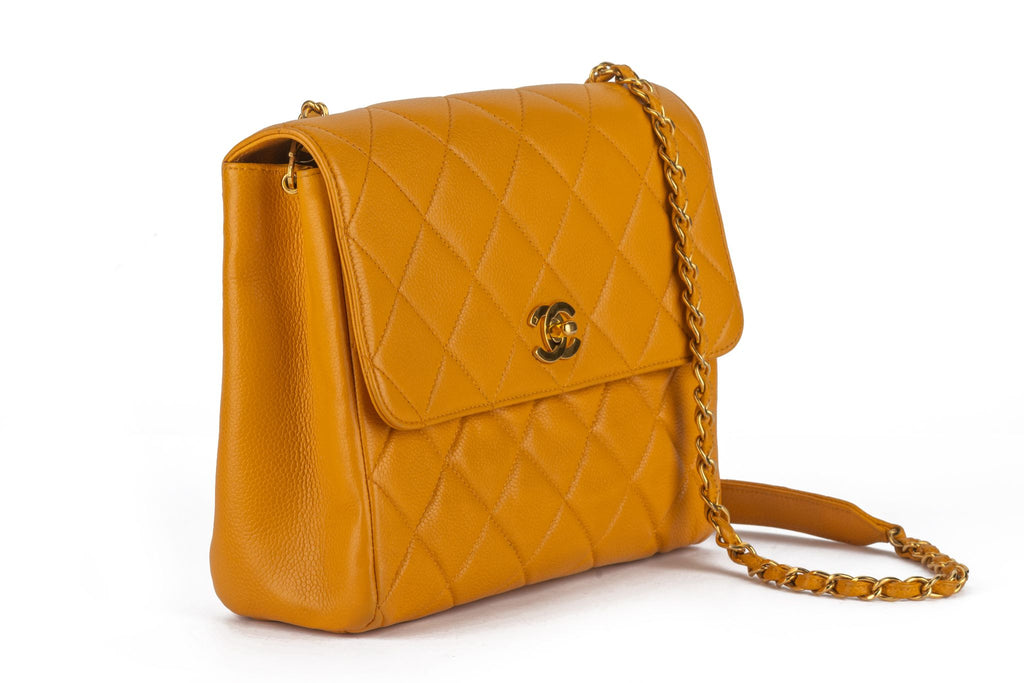Chanel Turn-Lock Chain Bag Mustard