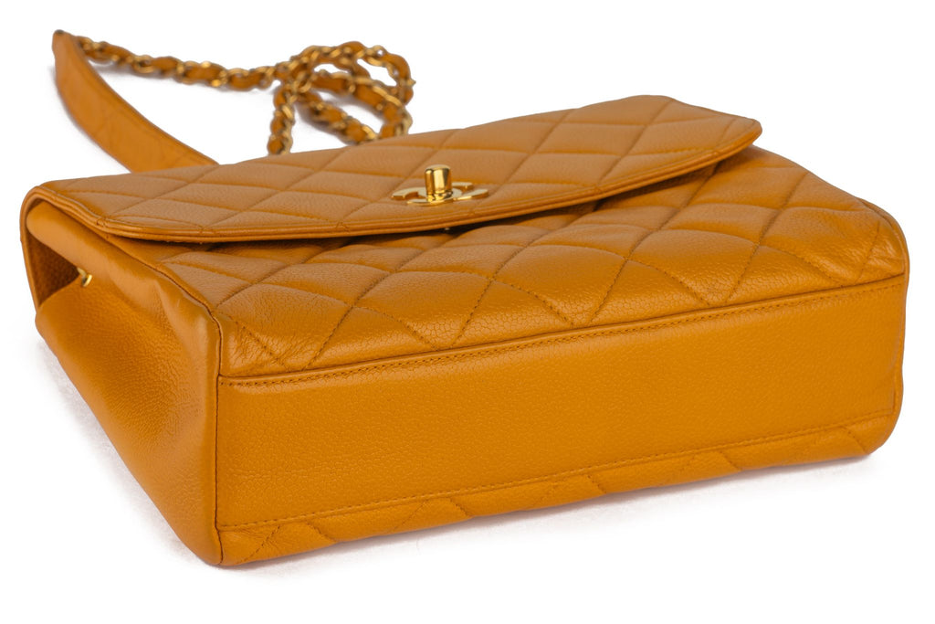 Chanel Turn-Lock Chain Bag Mustard