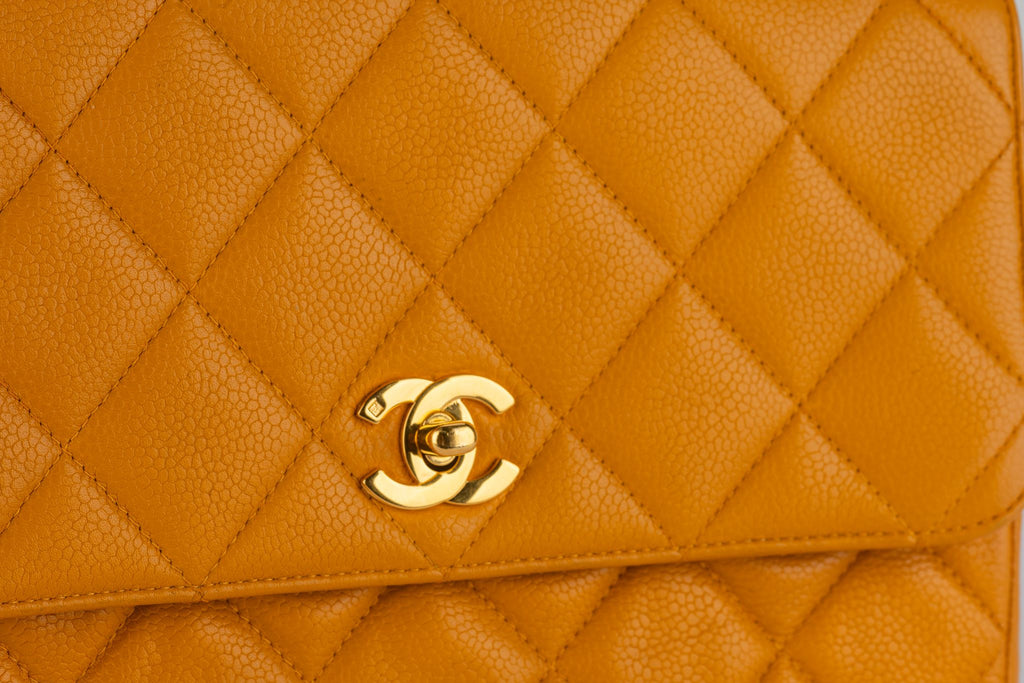 Chanel Turn-Lock Chain Bag Mustard