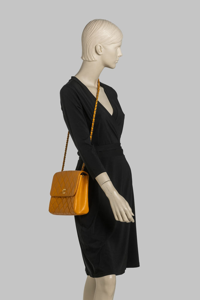 Chanel Turn-Lock Chain Bag Mustard