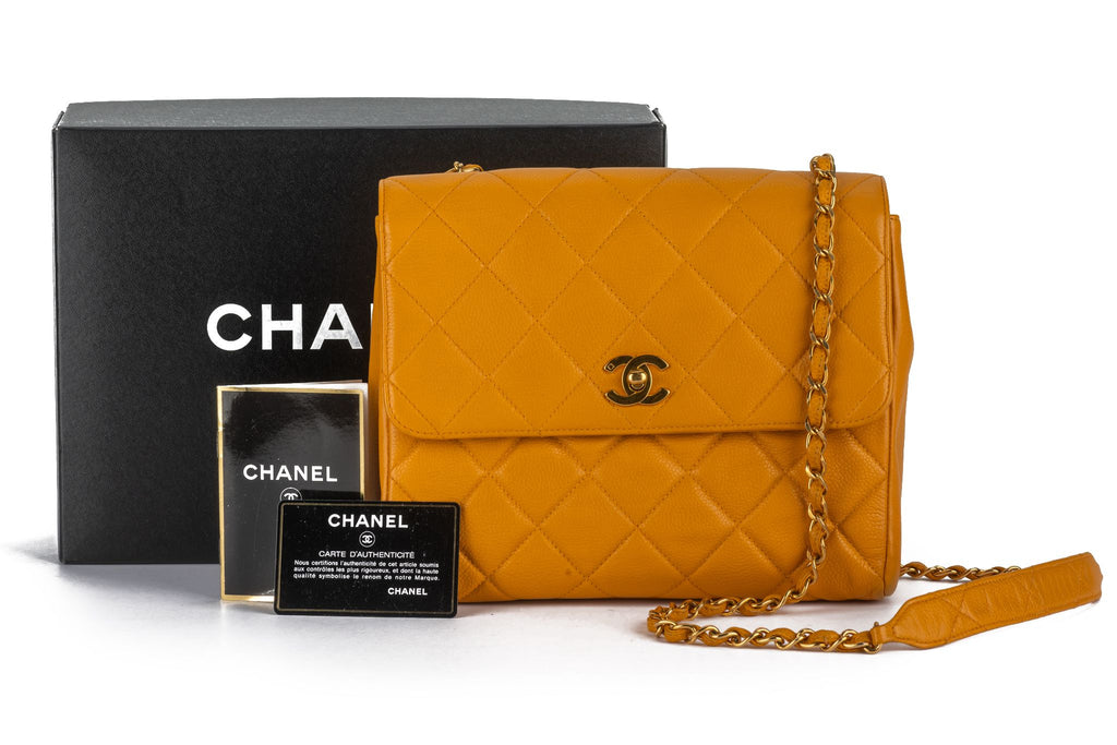 Chanel Turn-Lock Chain Bag Mustard