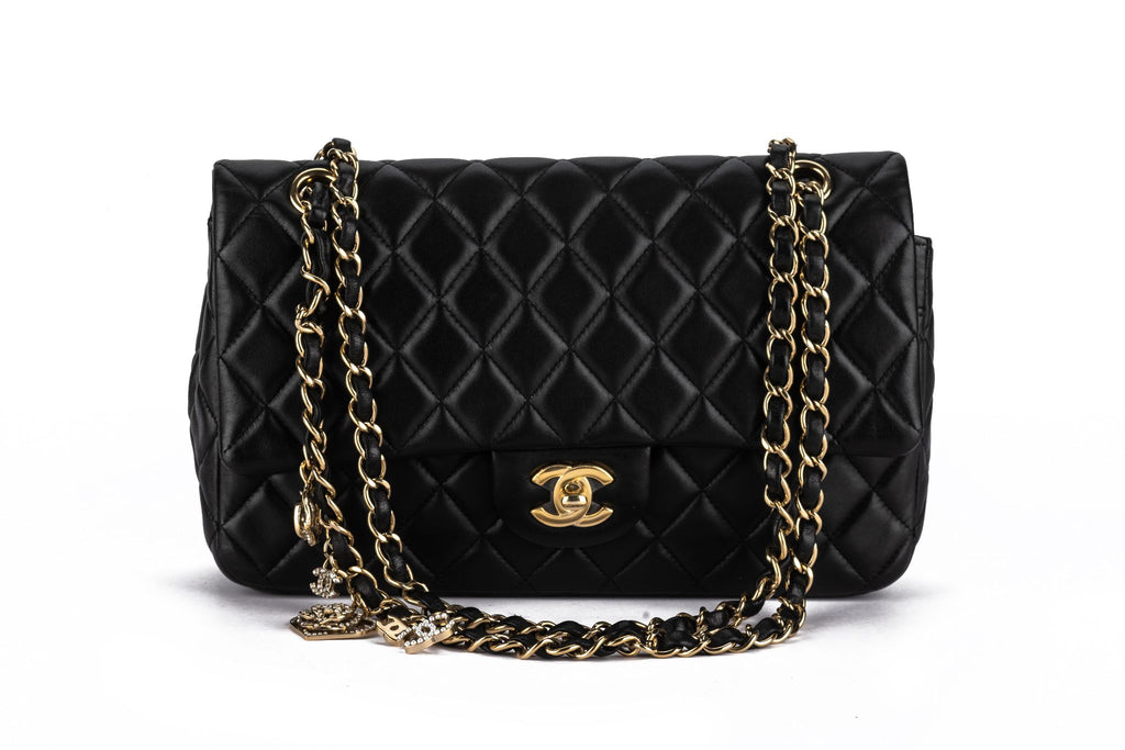 Chanel Black Lambskin Quilted Valentine