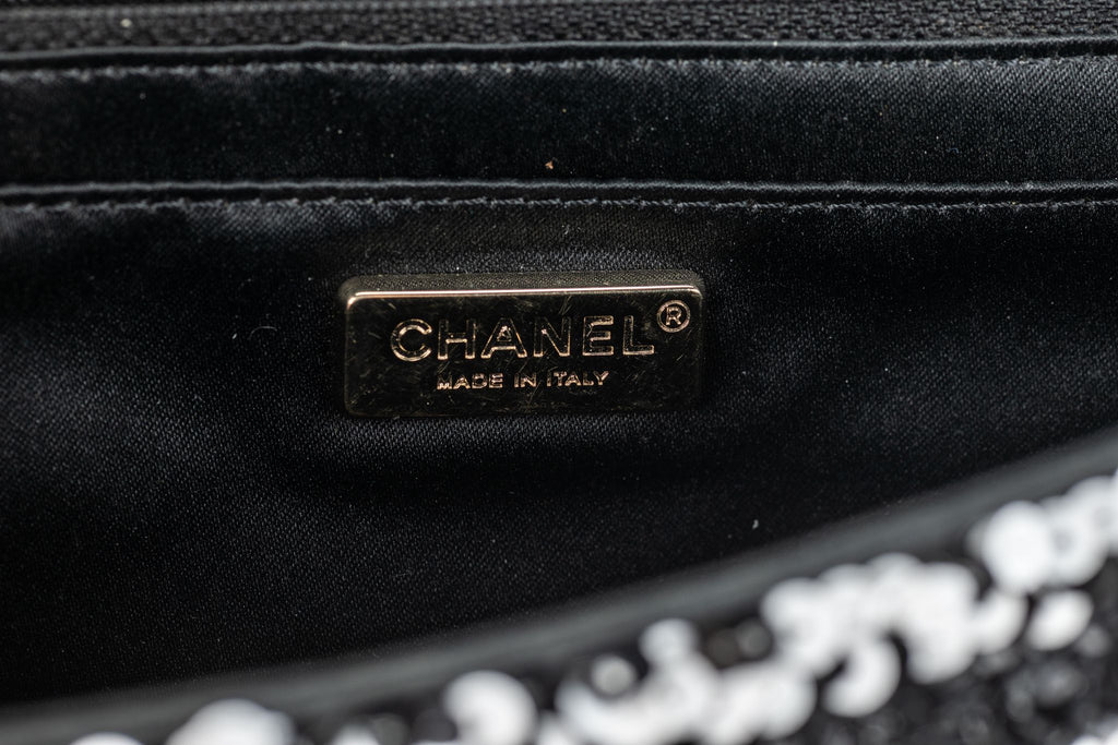 Chanel Sequin Small Flap Black White