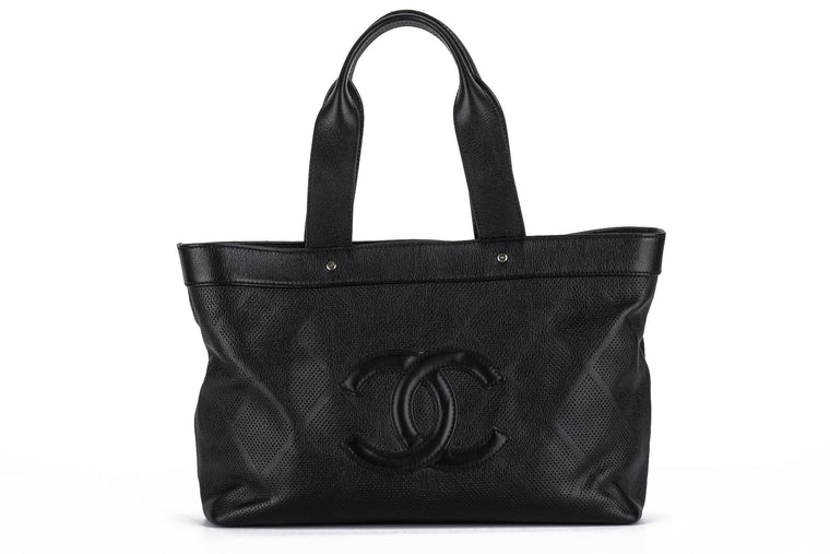 Chanel CC Perforated Leather Black Tote