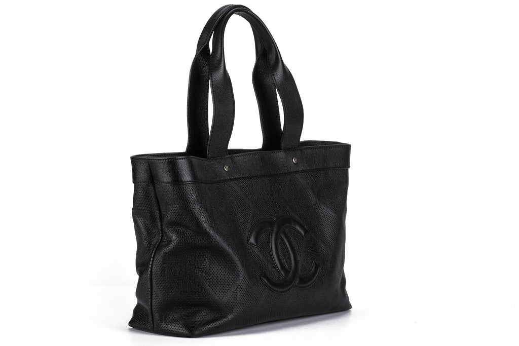 Chanel CC Perforated Leather Black Tote