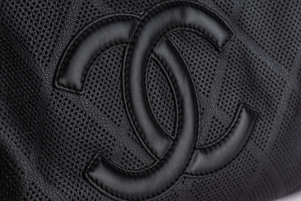 Chanel CC Perforated Leather Black Tote