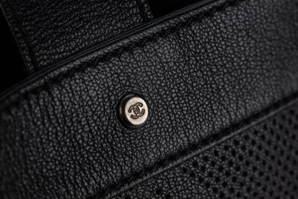 Chanel CC Perforated Leather Black Tote