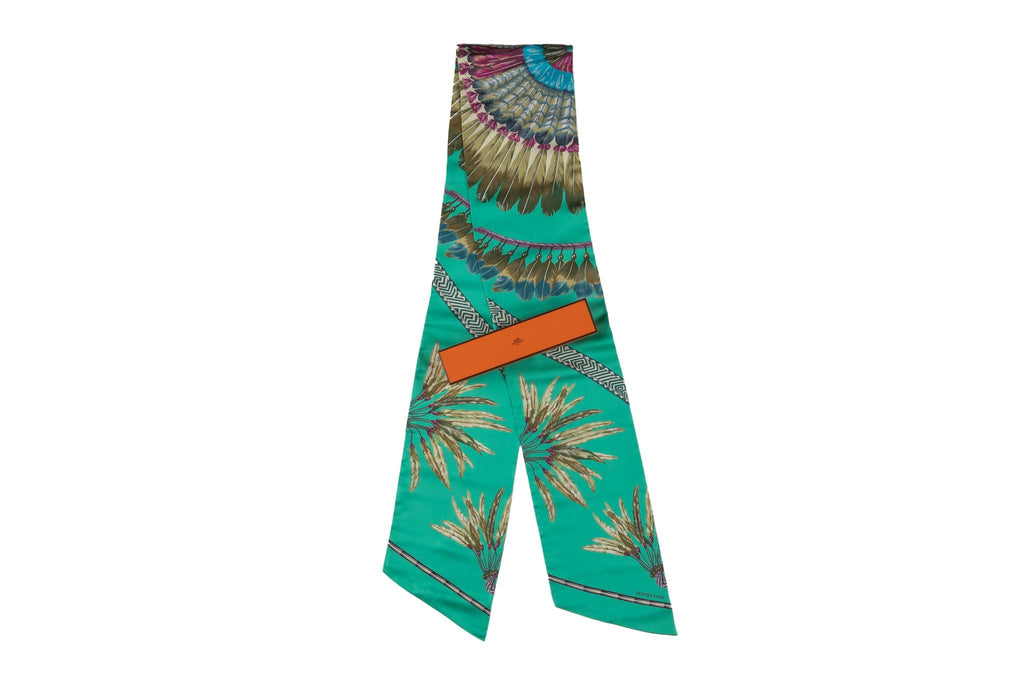 Hermès Teal Brazil Silk Maxi Twilly