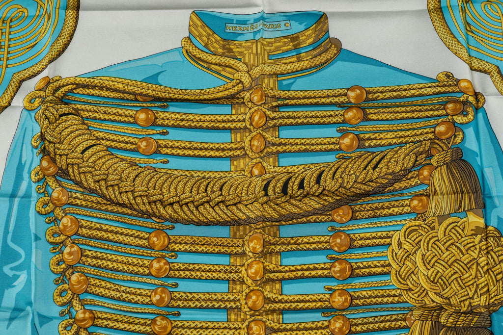 Hermès Brandebourgs Turquoise Silk Scarf