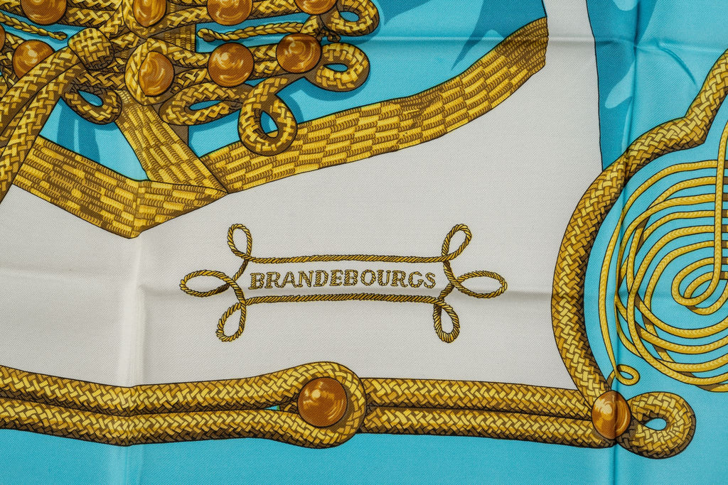 Hermès Brandebourgs Turquoise Silk Scarf