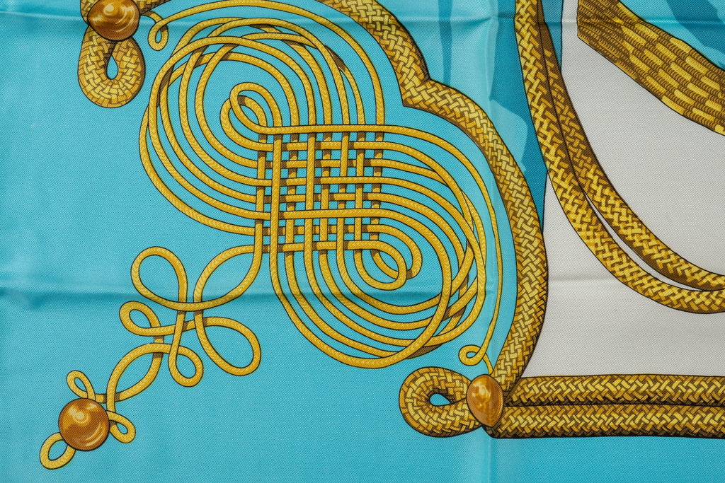 Hermès Brandebourgs Turquoise Silk Scarf