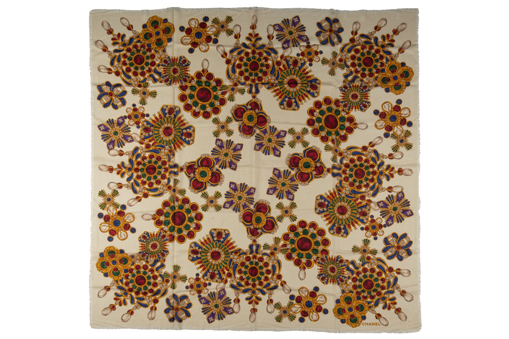Chanel Gripoix Jewellery Wool Shawl