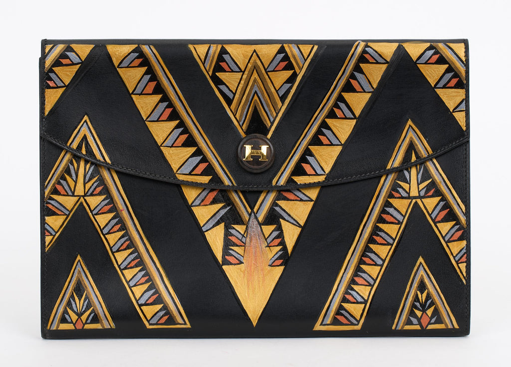 Hermès Black Box Rio Clutch Hand Painted