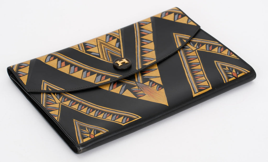 Hermès Black Box Rio Clutch Hand Painted