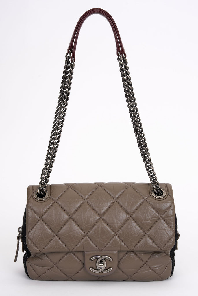 Chanel Taupe Tweed Portobello Flap Bag