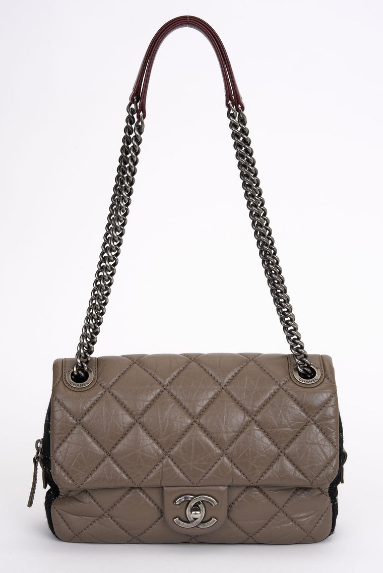 Chanel Taupe Tweed Portobello Flap Bag