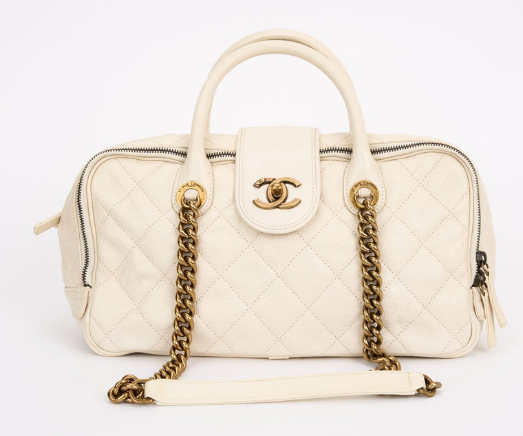 Chanel Cream Gold Shiva Bowling Bag