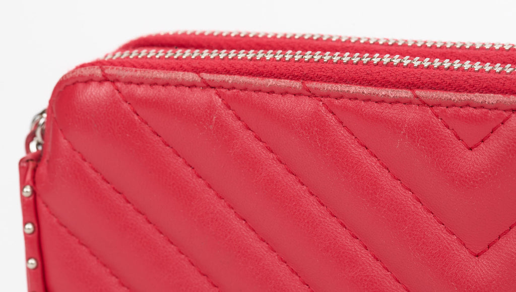 Chanel Red Chevron Quilted Stud Crossbod