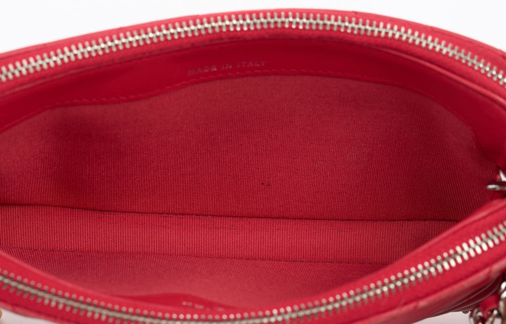 Chanel Red Chevron Quilted Stud Crossbod