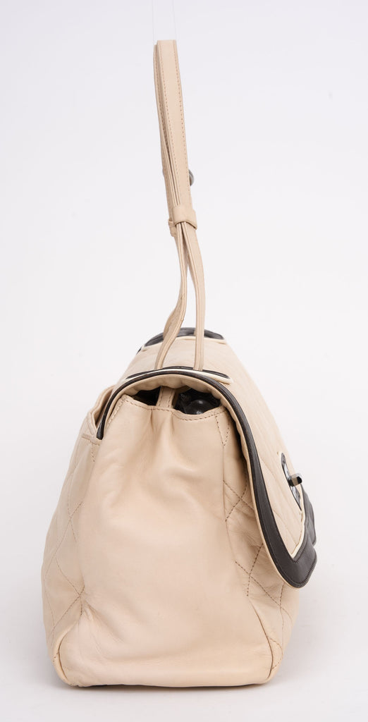 Chanel 2 Tone Beige Large Flap