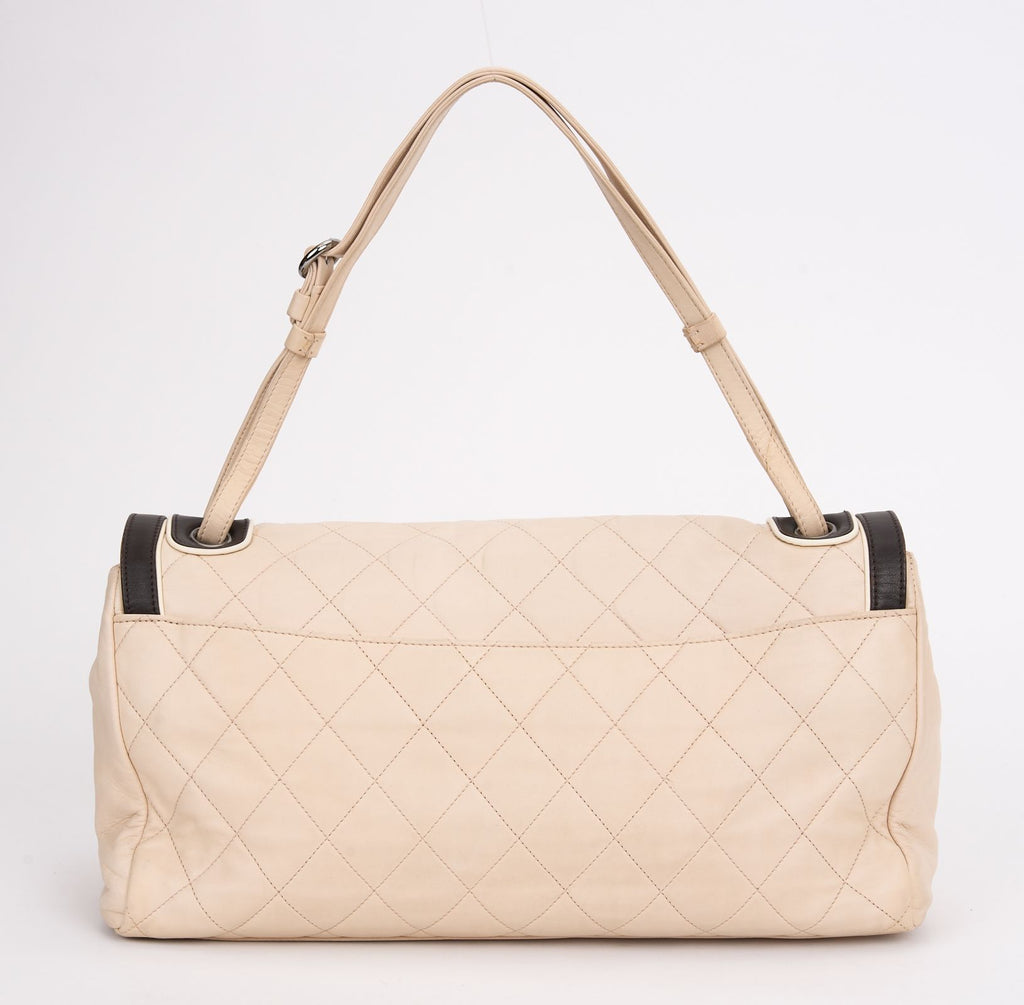 Chanel 2 Tone Beige Large Flap