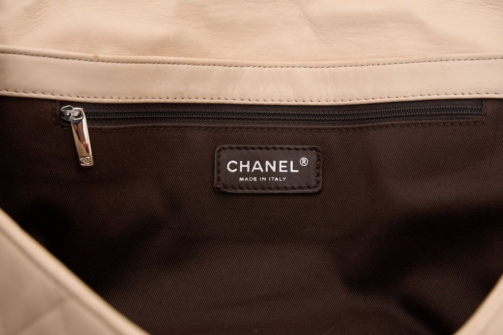 Chanel 2 Tone Beige Large Flap