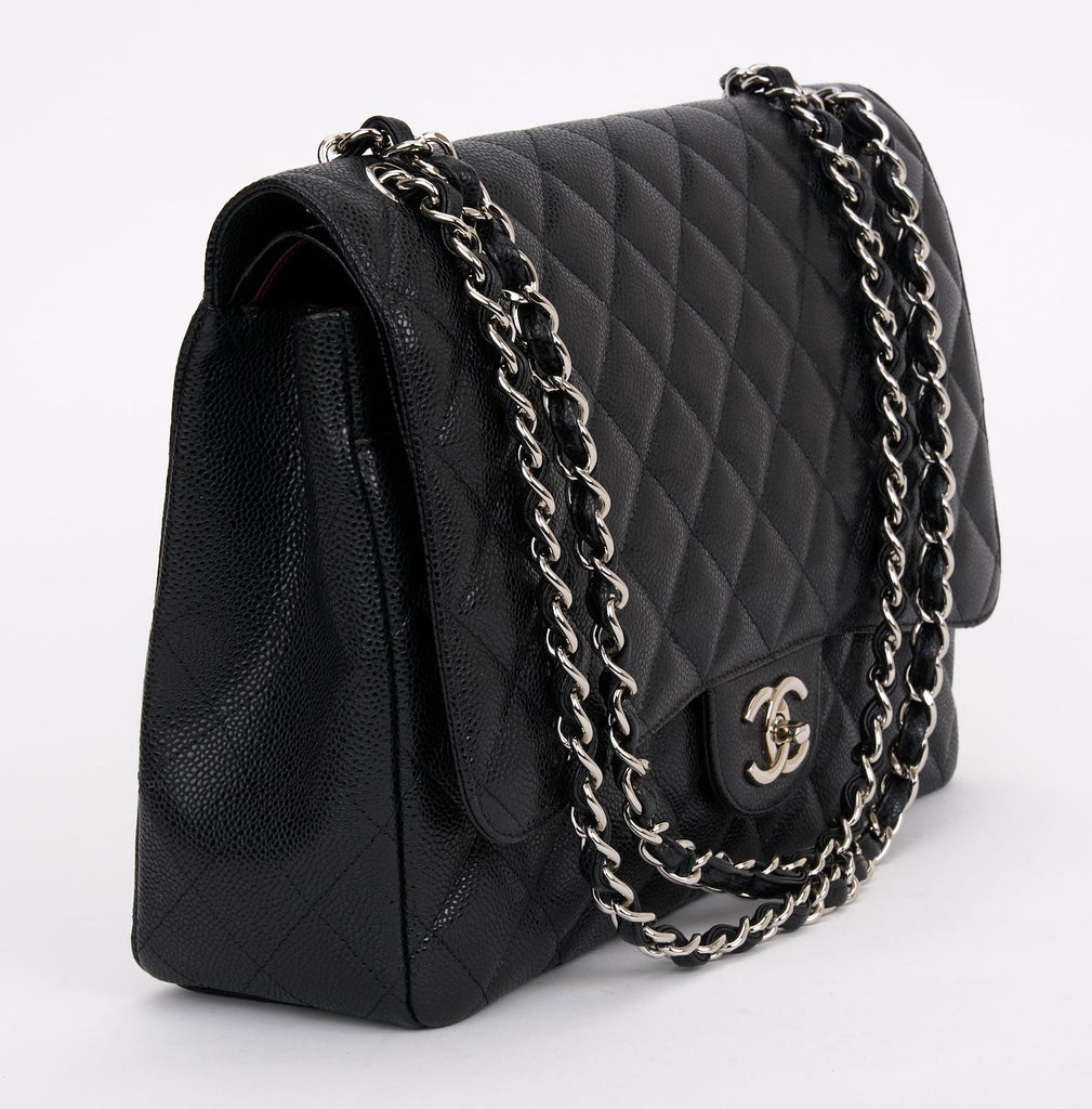 Classic Single Flap Maxi Quilted Caviar