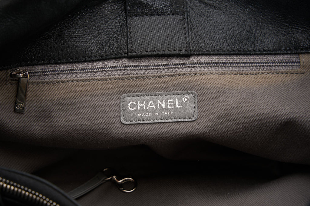 Chanel Black Quilted Glazed Leather Tote