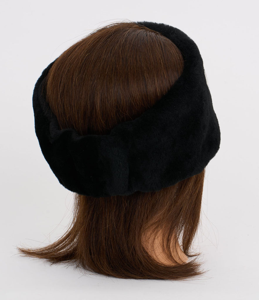 Chanel New Black WhiteShearling Headband