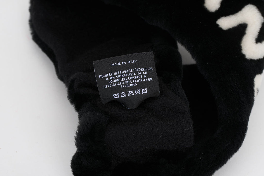 Chanel New Black WhiteShearling Headband