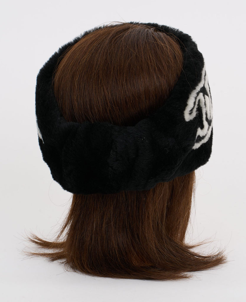 Chanel New Black Fur Logo Headband