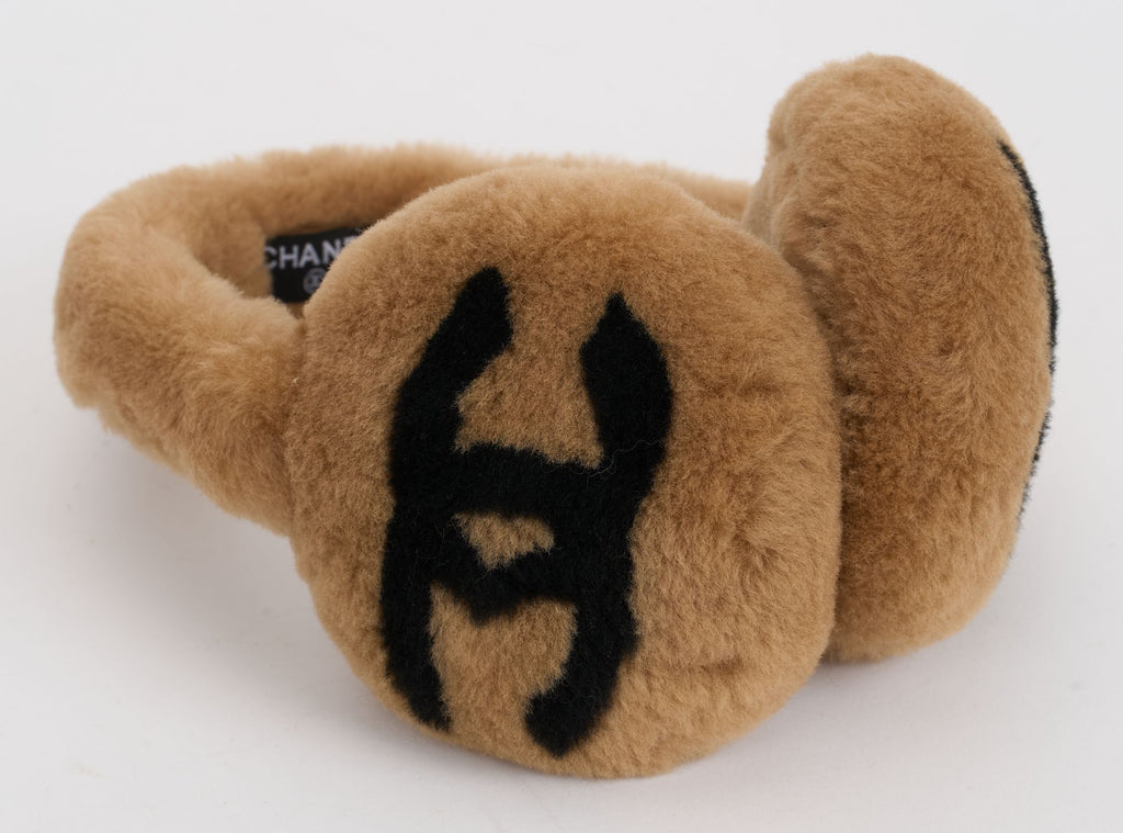 Chanel New Caramel Shearling Earmuffs