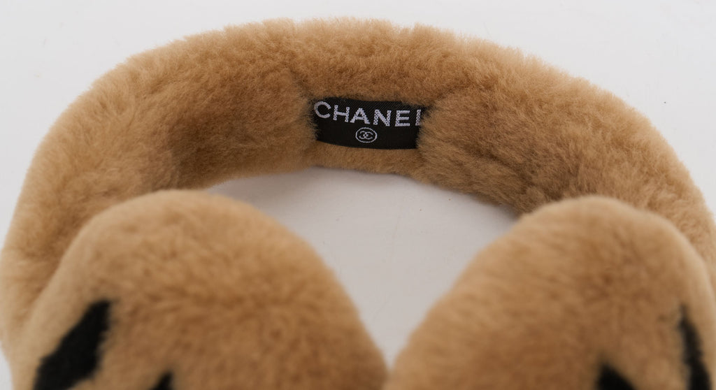 Chanel New Caramel Shearling Earmuffs