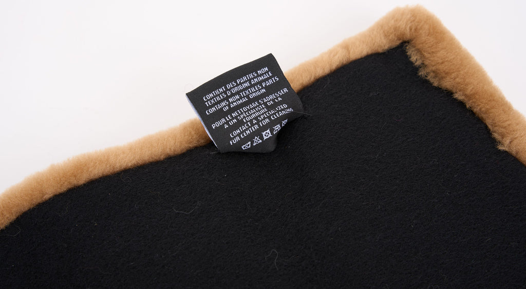 Chanel Caramel Shearling Logo Scarf