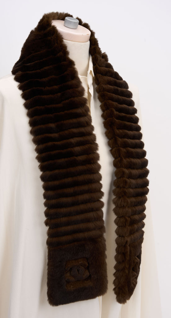 Chanel New Brown Orylag Fur CC Scarf