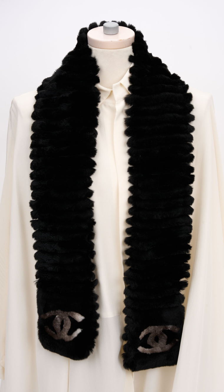 Chanel Chincilla Orylag Fur CC Scarf