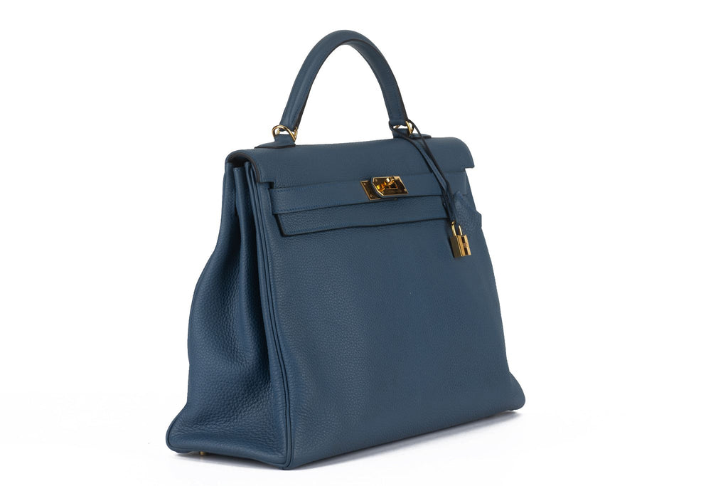 Hermès Blue Brighton Kelly Retourne 40
